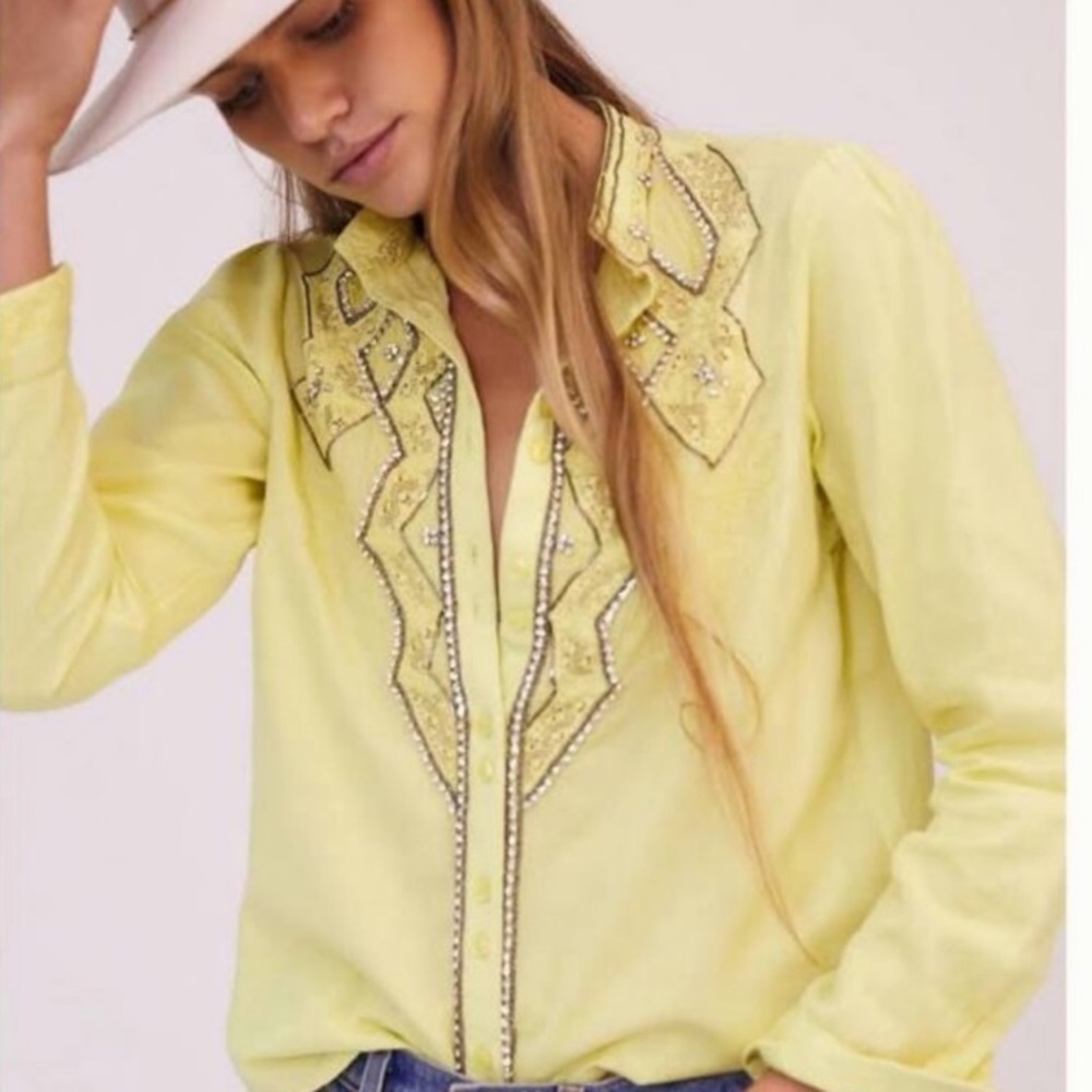 Anthropologie NWT Pilcro Lime Top